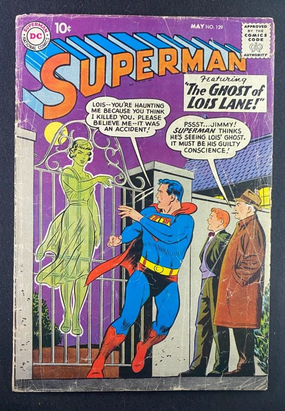 Superman #129 (DC Comics, 1939), raw comic book in GD 2.0 condition — front cover