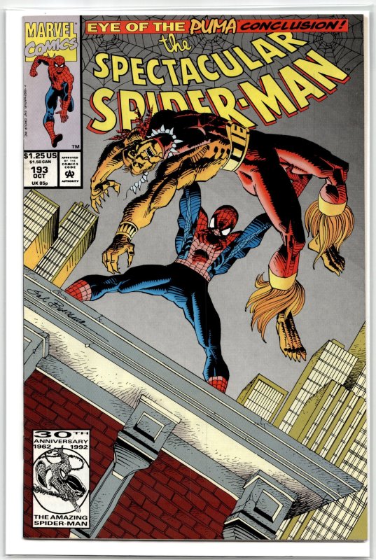 The Spectacular Spider-Man #193 (Marvel Comics, 1992), raw, ungraded comic book — front cover