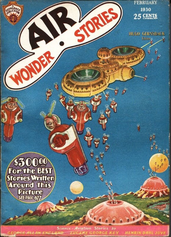 Air Wonder Stories 2/1930-Gernsback-Frank R Paul-sci-fi Pulp Thrills-fn, raw, ungraded comic book — front cover