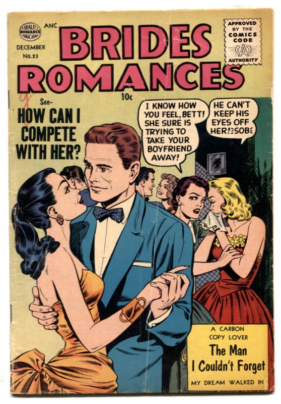 Brides Romances #23 (1956), raw comic book in VG condition — front cover