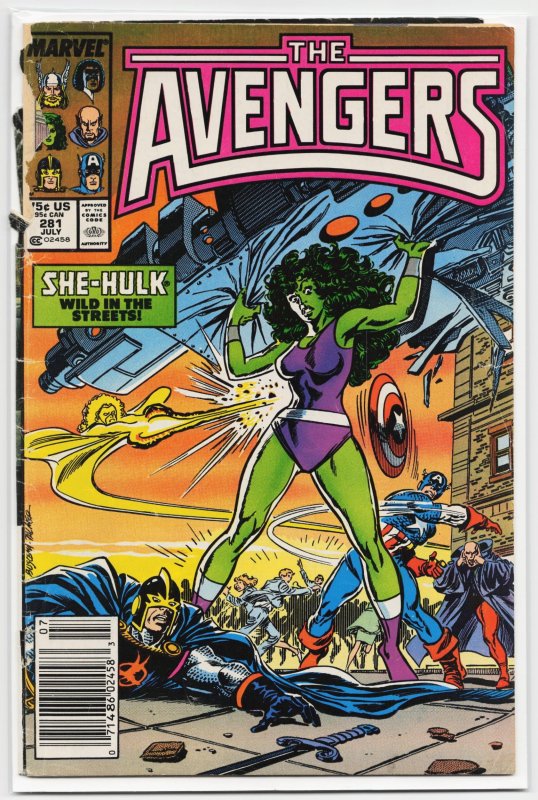 The Avengers #281 (Marvel Comics, 1987), raw, ungraded comic book — front cover
