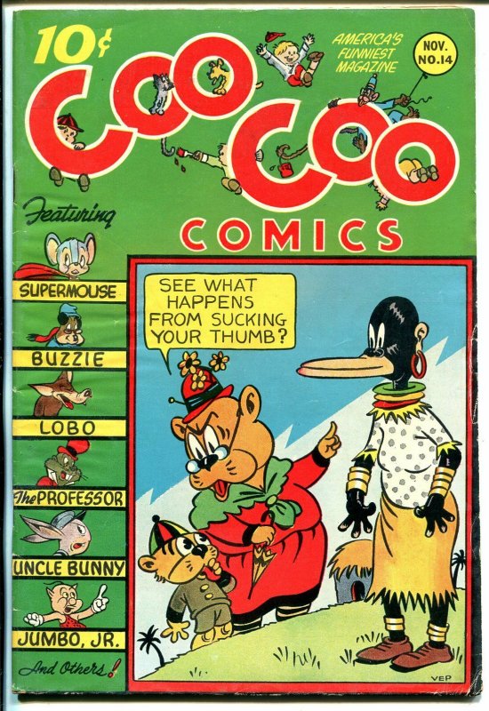 Coo Coo #14 (Nedor Comics, 1944), raw comic book in FN- condition — front cover