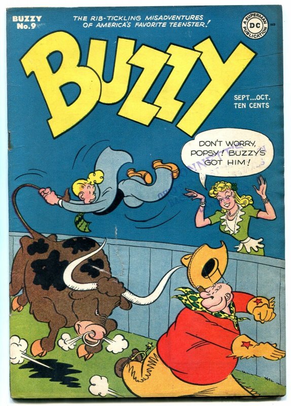 Buzzy #9 (DC Comics, 1945), raw comic book in VF- condition — front cover