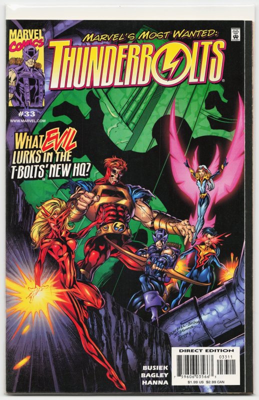 Thunderbolts #33 (Marvel Comics, 1999), raw, ungraded comic book — front cover