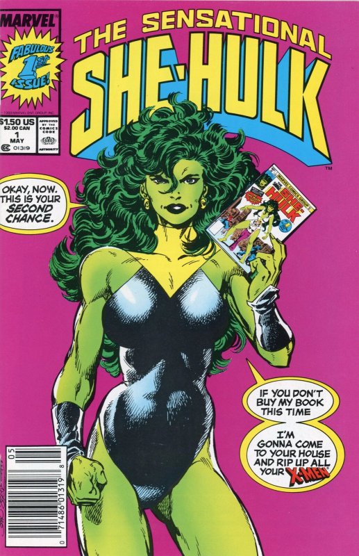 The Sensational She-Hulk #1 (Marvel Comics, 1989), raw comic book in VF/NM condition — front cover