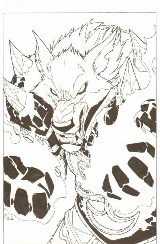 World of Warcraft Card Art Cover Quality Flame Handed Wolf art by Humberto Ramos, raw, ungraded comic book — front cover