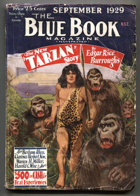 Blue BOOK-Sept 1929-Tarzan AT THE Earth’s Core-Edgar Rice BURROUGHS-Pulp Maga... (McCall Corporation), raw, ungraded comic book — front cover
