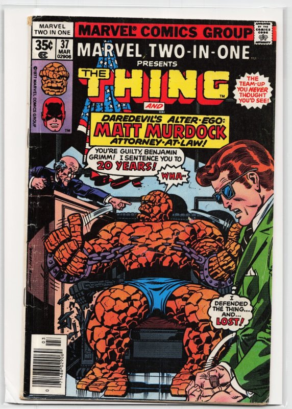 Marvel Two-in-One #37 (Marvel Comics, 1978), raw, ungraded comic book — front cover