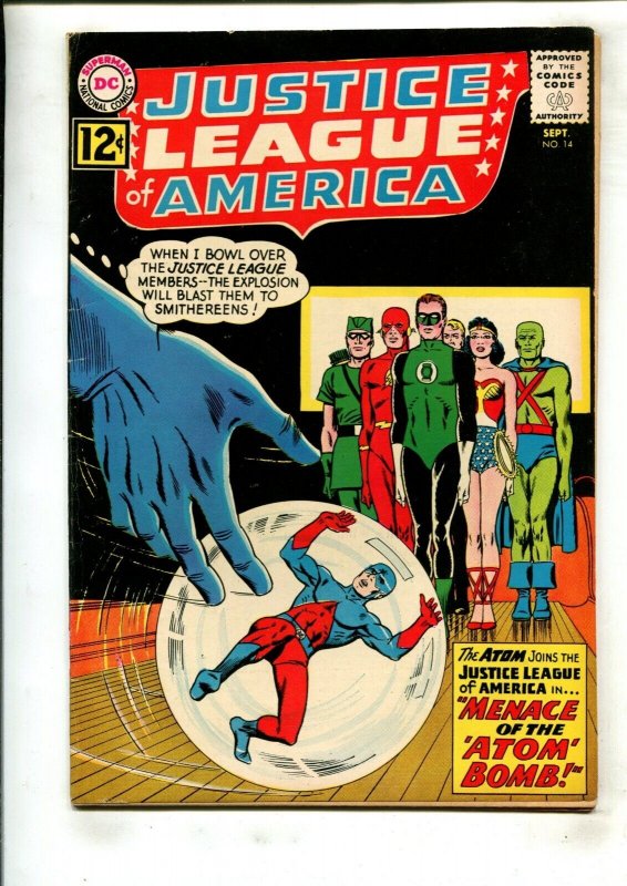 Justice League of America #14 (DC Comics, 1962), raw comic book in 6.5 condition — front cover