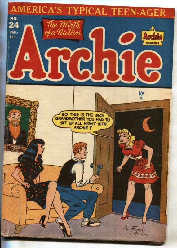 Archie Comics #24-1947 Golden-Age Comic-Betty and Veronica Cover (MLJ Magazines), raw, ungraded comic book — front cover