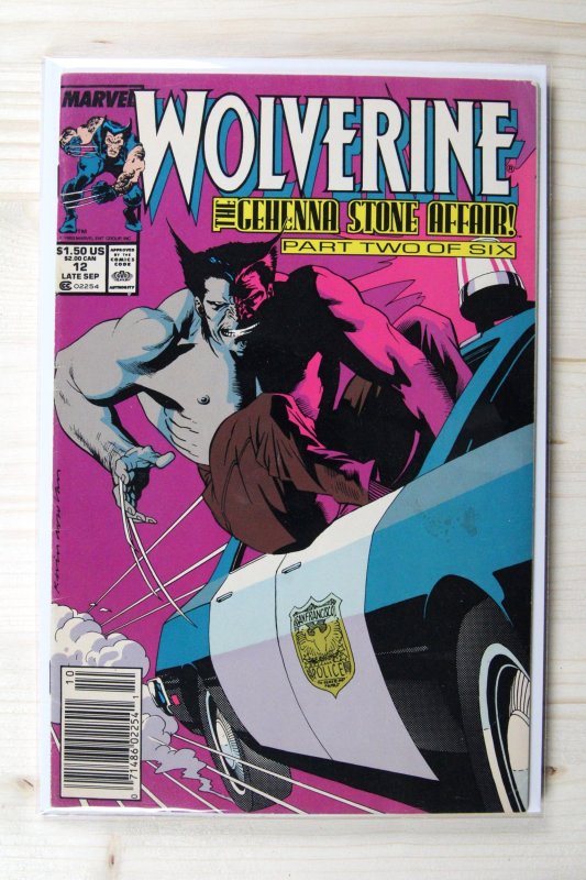 Wolverine #12 (Marvel Comics, 1989), raw comic book in VF 8.0 condition — front cover