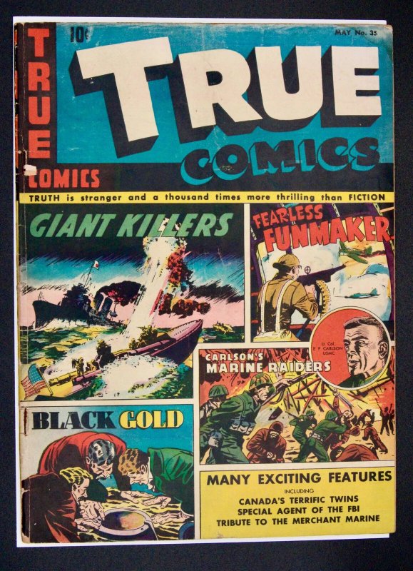 True Comics #35 (1944), raw, ungraded comic book — front cover