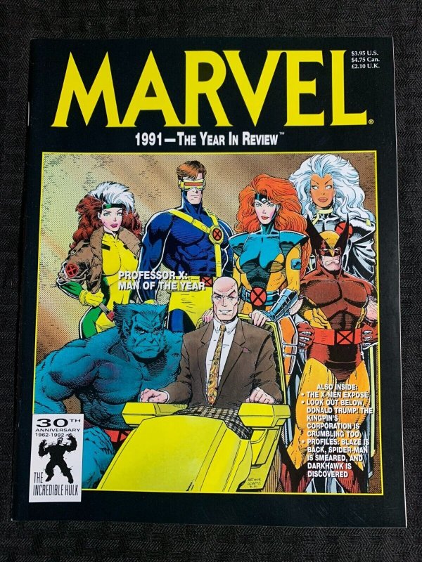1991 Marvel Year IN Review Magazine FVF 7.0 Professor X Man of the Year (Marvel Comics, 1991), raw comic book in 7.0 condition — front cover