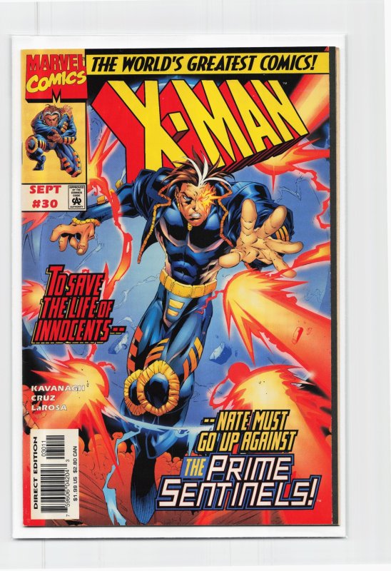X-Man #30 (Marvel Comics, 1997), raw, ungraded comic book — front cover