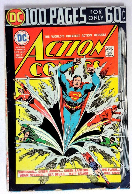 Action #437 (DC Comics, 1974), raw comic book in VG condition — front cover