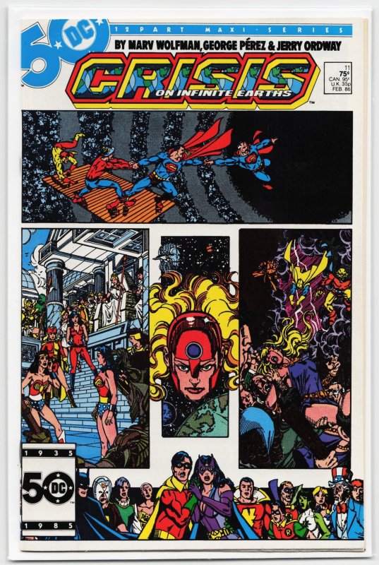 Crisis on Infinite Earths #11 (DC Comics, 1986), raw, ungraded comic book — front cover