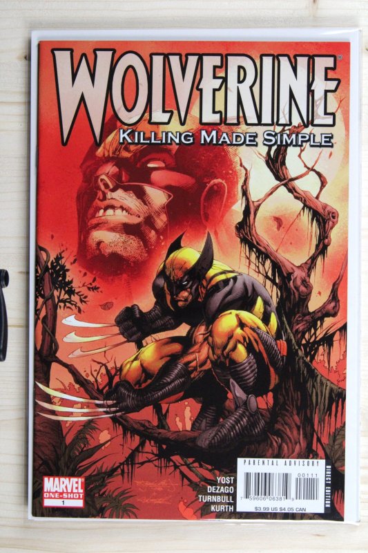 Wolverine: Killing Made Simple #1 (Marvel Comics, 2008), raw comic book in VF/NM 9.0 condition — front cover