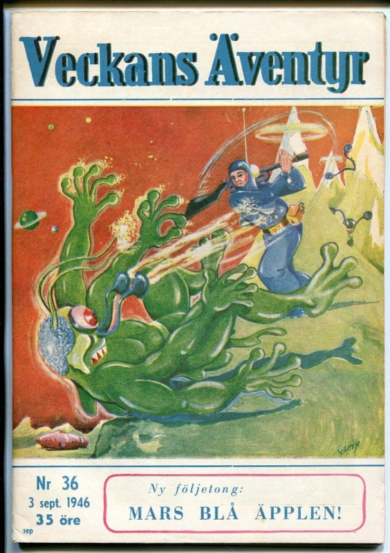 Veckans Aventyr Vol. 7 #36 (1946), raw comic book in VF condition — front cover