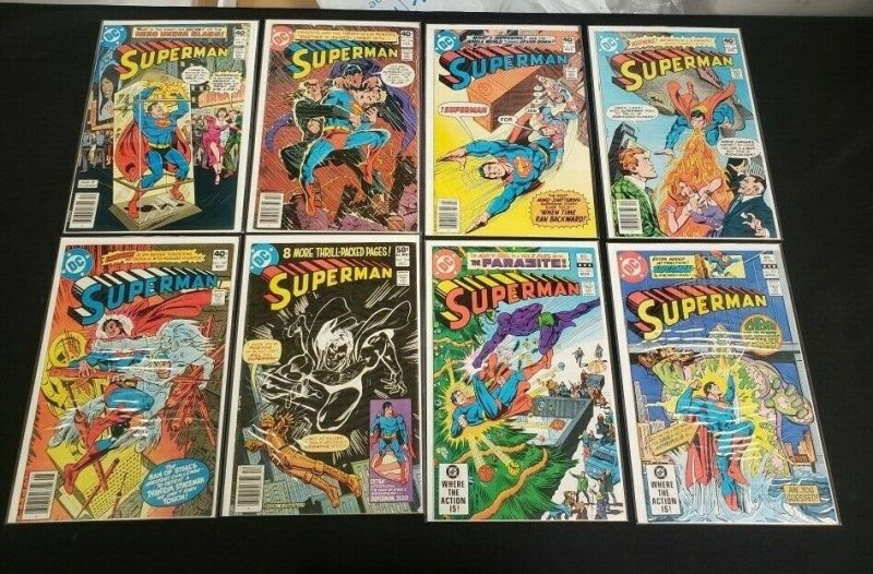 Superman 8pc (Fn/vf) Newsstand, Superman's Last Christmas, Chemo Is Back 1979-82 (1979), raw comic book in FN/VF condition — front cover