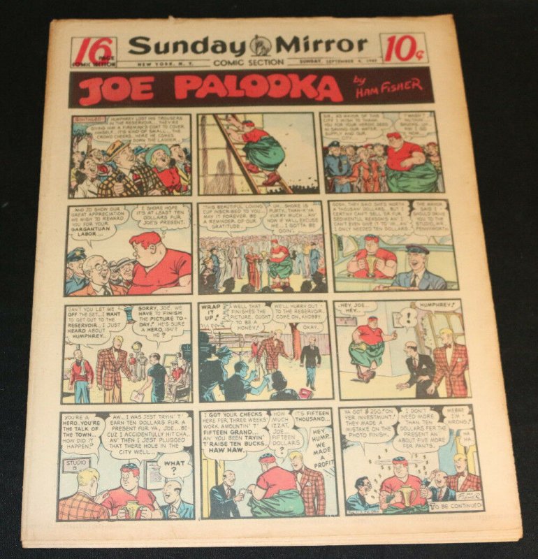 1949 Sunday Mirror Weekly Comic Section September 4th (VG+) Superman Marilyn (1949), raw comic book in VG+ condition — front cover