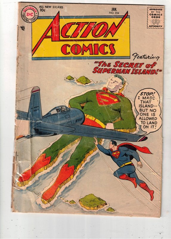 Action Comics #224 (DC Comics, 1957), raw comic book in FR/GD condition — front cover