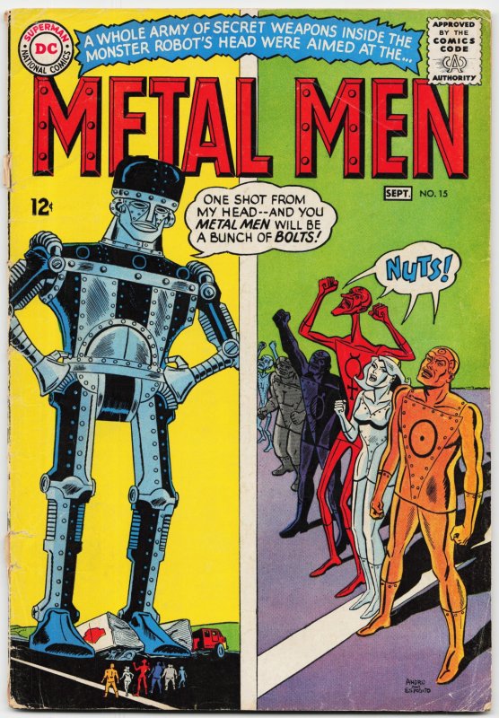 Metal Men #15 (DC Comics, 1965), raw, ungraded comic book — front cover