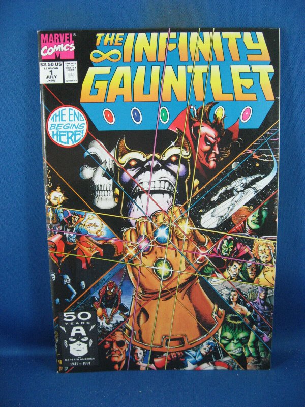 The Infinity Gauntlet #1 (Marvel Comics, 1991), raw comic book in VF condition — front cover