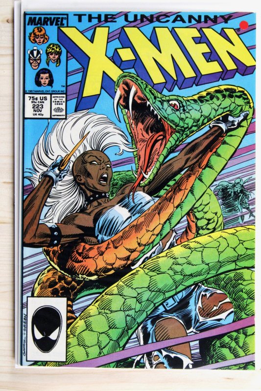 The Uncanny X-Men #223 (Marvel Comics, 1987), raw comic book in VF/NM 9.0 condition — front cover