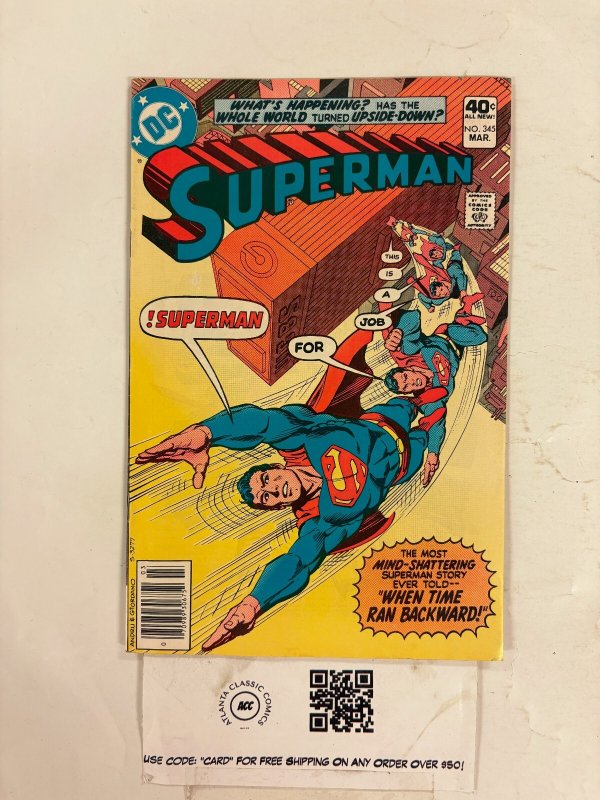 Superman #345 (DC Comics), raw comic book in VF condition — front cover