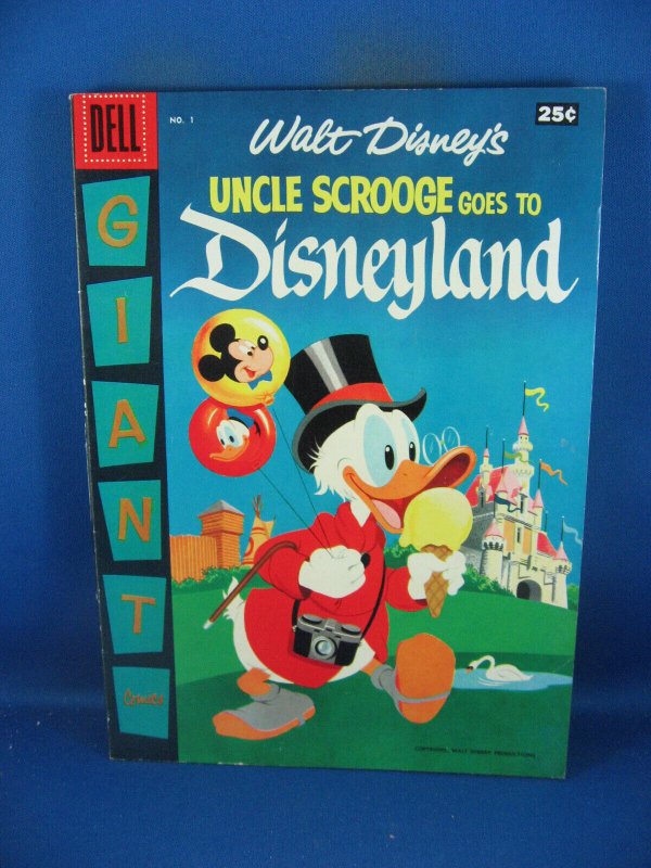 Dell Giant Uncle Scrooge Goes to Disneyland #1 (1957), raw comic book in VF condition — front cover