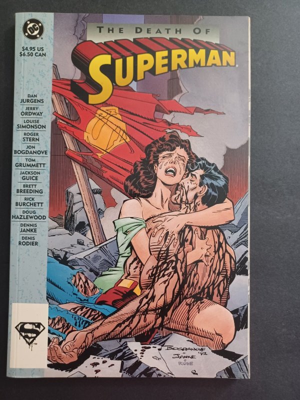 Death of Superman TPB 1st Print - Dan Jurgens - Jerry Ordway - NM, raw comic book in NM condition — front cover