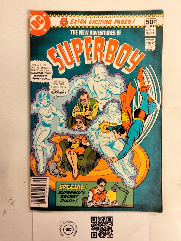 New Adventures of Superboy #9 (DC Comics, 1980), raw comic book in VF condition — front cover