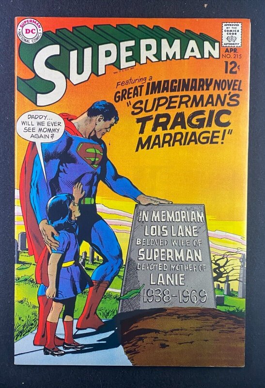 Superman #215 (DC Comics, 1939), raw comic book in VF+ 8.5 condition — front cover