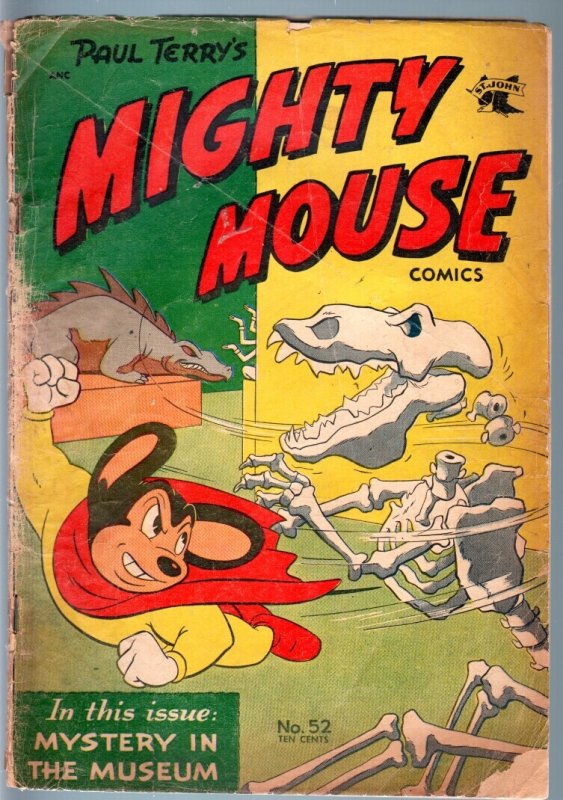 Mighty Mouse #52-1951-St John-Dinosaur Cover-Golden Age Comic-Fr Fr (St. John Publications), raw comic book in FR condition — front cover