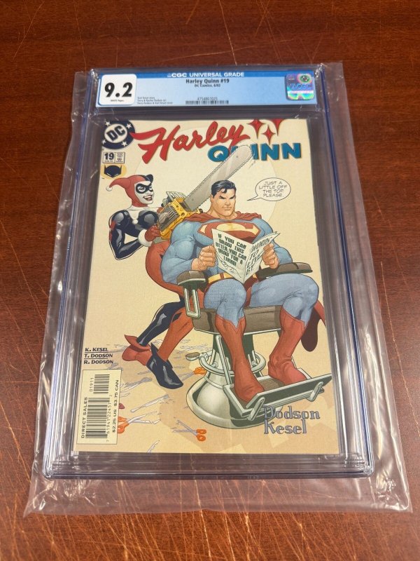Harley Quinn #19 (DC Comics, 2002), CGC 9.2 graded comic book, Universal Blue label — front cover in its holder
