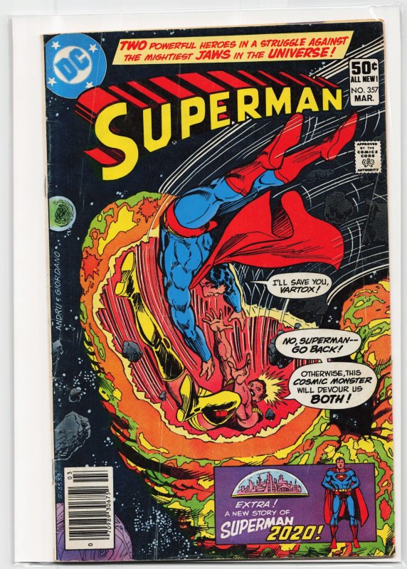 Superman #357 (DC Comics, 1981), raw, ungraded comic book — front cover