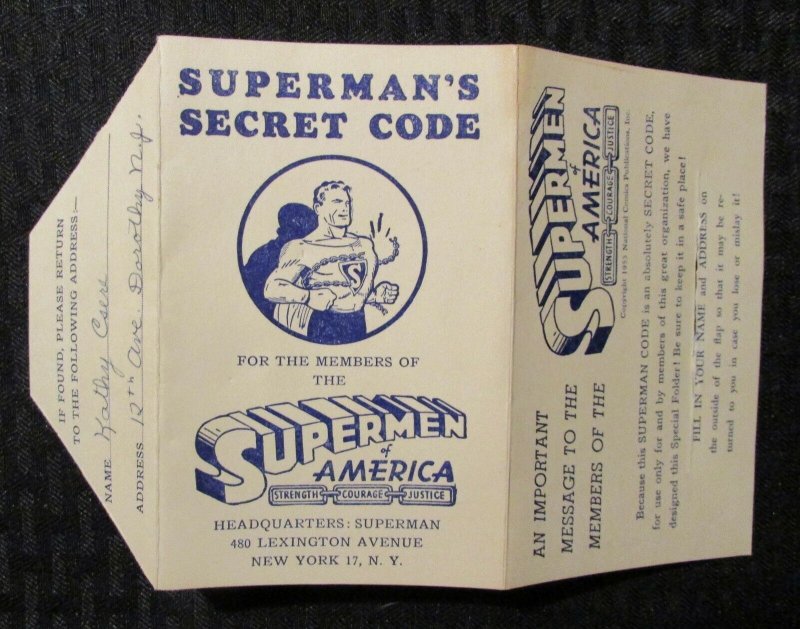 1955 Original Supermen OF America Superman's Secret Code Premium VG+ 4.5 (1955), raw comic book in VG+ 4.5 condition — front cover