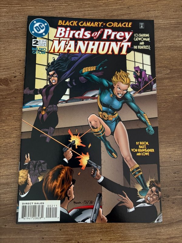 Birds of Prey Manhunt #2 (DC Comics), raw comic book in NM condition — front cover