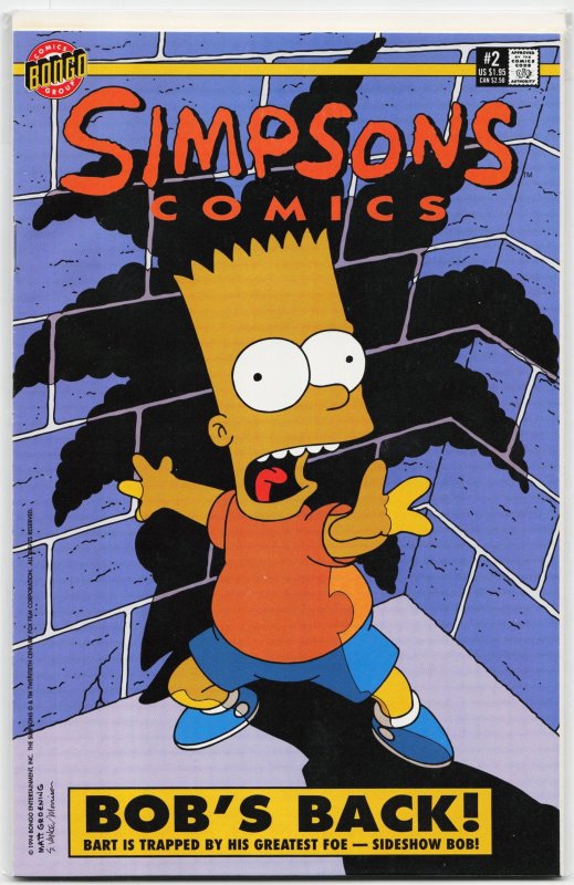 Simpsons Comics #2 (Bongo Comics, 1994), raw, ungraded comic book — front cover