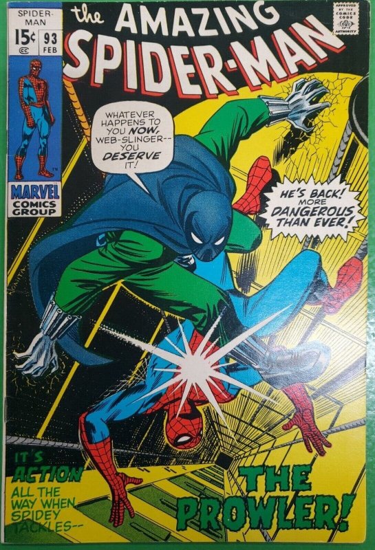 Amazing Spider-Man #93 (Marvel Comics, 1971), raw comic book in VF condition — front cover