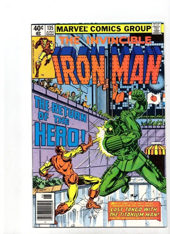 Iron Man #135 (Marvel Comics, 1980), raw comic book in VF 8.0 condition — front cover