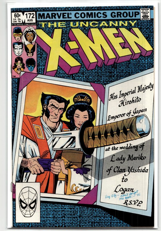 The Uncanny X-Men #172 (Marvel Comics, 1983), raw, ungraded comic book — front cover