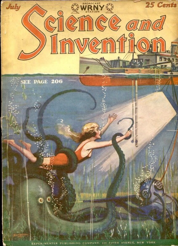 Science & Invention July 1928- Wild Octopus Cover- Metal Emperor, raw, ungraded comic book — front cover