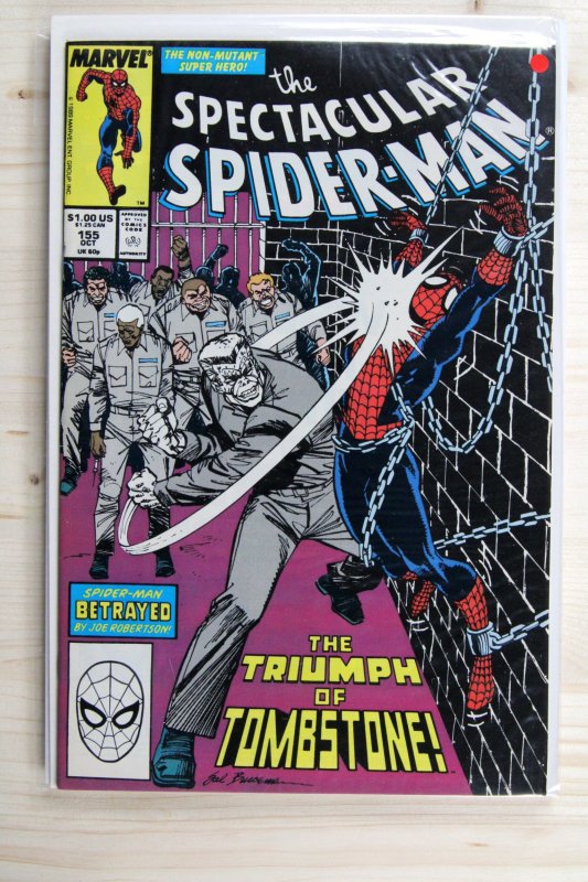 The Spectacular Spider-Man #155 (Marvel Comics, 1989), raw comic book in VF/NM 9.0 condition — front cover