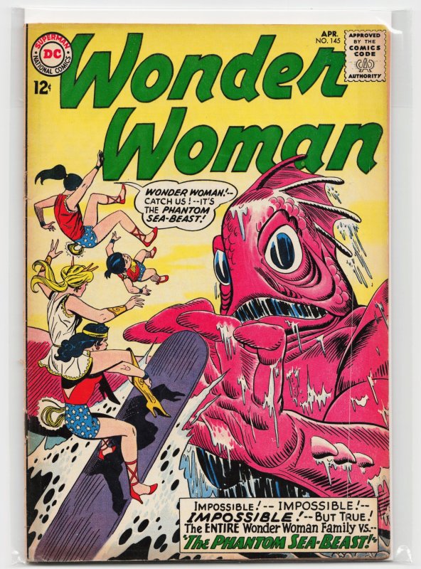 Wonder Woman #145 (DC Comics, 1964), raw, ungraded comic book — front cover