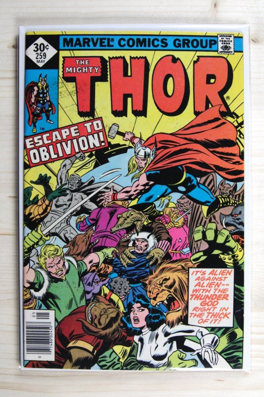 Thor #259 (Marvel Comics, 1977), raw comic book in VF 8.0 condition — front cover