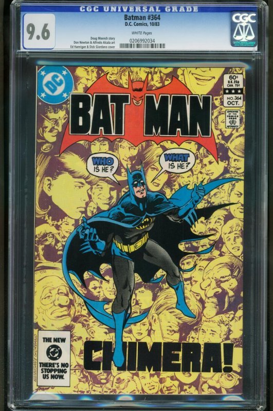 Batman #364 (DC Comics), CGC 9.6 graded comic book, Universal Blue label — front cover in its holder