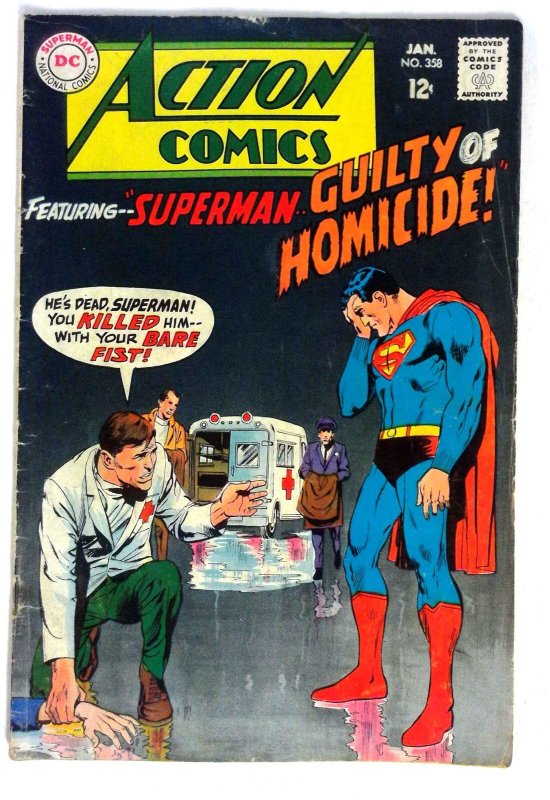 Action #358 (DC Comics, 1968), raw comic book in VG condition — front cover