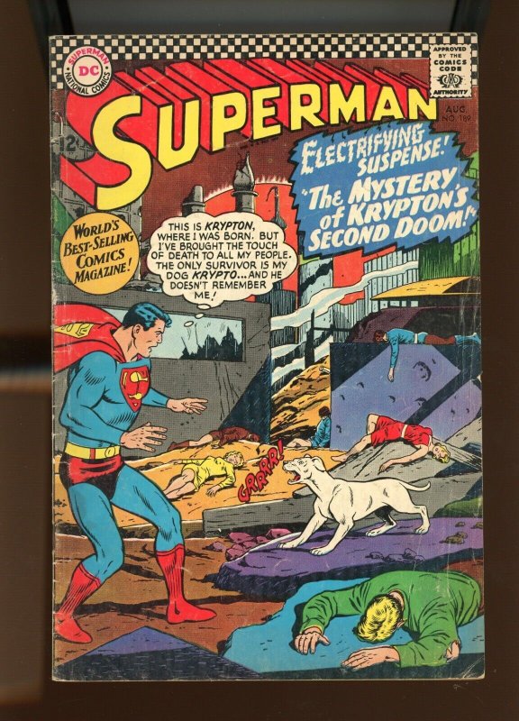 Superman #189 (DC Comics, 1966), raw comic book in 4.0 condition — front cover