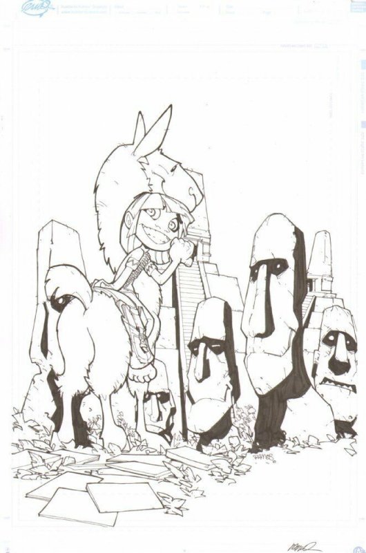 Easter Island Published? Cover - Signed art by Humberto Ramos, raw, ungraded comic book — front cover